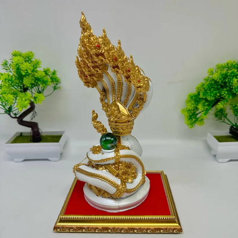 พญานาค7เศียร มวลสารแร่เหล็กน้ำพี้ สูง10นิ้ว พญานาค4ตระกูล แถมฟรีฐานรอง